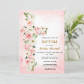 Invitation Flower Cross Baptism Invitation, Floral Christian (Debout devant)
