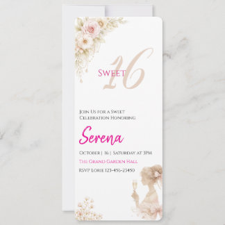 Invitation Flower Dreamy Soft Sweet 16 Birthday Note Card