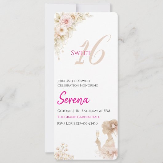 Invitation Flower Dreamy Soft Sweet 16 Birthday Note Card (Devant)