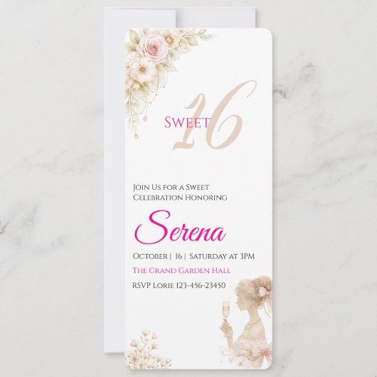 Invitation Flower Dreamy Soft Sweet 16 Birthday Note Card (Devant)