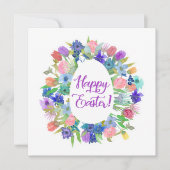 Invitation Flower Egg Shaped Wreath Happy Easter (Devant)