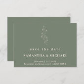 Invitation Flower Elegant Sage Green Indie Enregistrer la dat (Devant / Derrière)