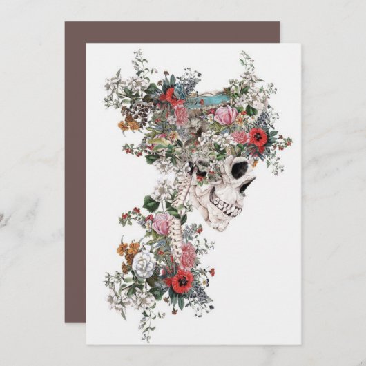 Invitation Flower-filled Skeleton (Devant / Derrière)
