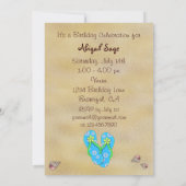 Invitation Flower Flip Flops, Coquillages et Sable Anniversai (Dos)