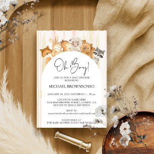Invitation Flower Forest Animaux Budget Oh Boy Baby shower