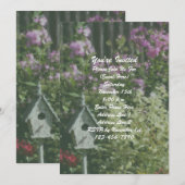 Invitation Flower Garden Bird House Floral Party (Devant / Derrière)