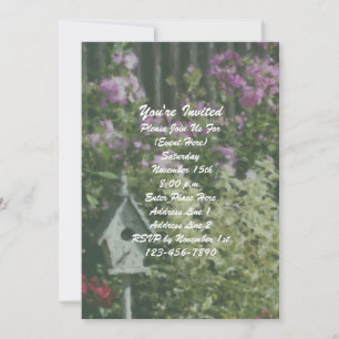 Invitation Flower Garden Bird House Floral Party
