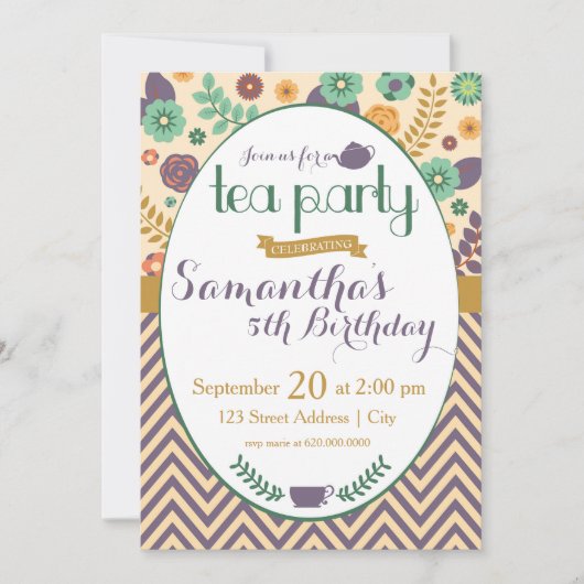 Invitation Flower Garden Tea Party (Devant)