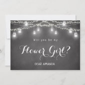 Invitation Flower Girl Black String Lights Chalkboard (Devant)
