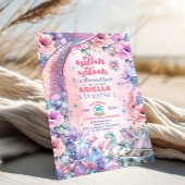 Invitation Flower Glitter Mermaid Tail 2nd Birthday 