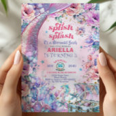 Invitation Flower Glitter Mermaid Tail 3rd Birthday 