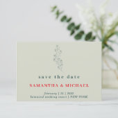 Invitation Flower Green Red Boho Rustic Enregistrer la date M (Debout devant)