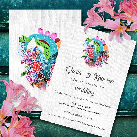 Invitation Flower Heart Mariage mexicain