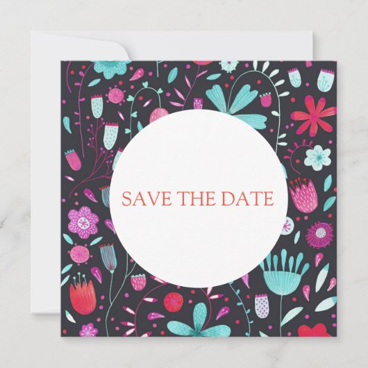 Invitation Flower Meadow Watercolor Dark Enregistrer la date (Devant)