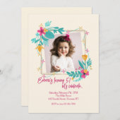 Invitation Flower Photo Frame for Girls (Devant / Derrière)