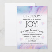 Invitation Flower Pink & Blue Genre Revevevela Party (Devant / Derrière)