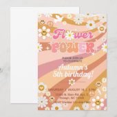 Invitation Flower Power Super fille de 5ème anniversaire invi (Devant / Derrière)