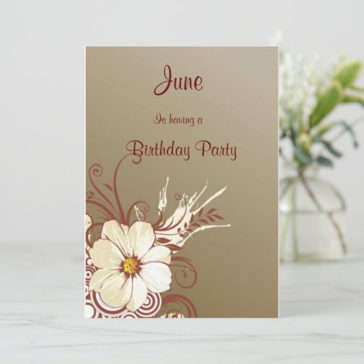 Invitation Flower Scroll Joyeux anniversaire (Debout devant)