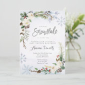 Invitation Flower Winter Snowflakes est sur le chemin baby sh (Debout devant)