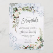 Invitation Flower Winter Snowflakes est sur le chemin baby sh (Devant / Derrière)