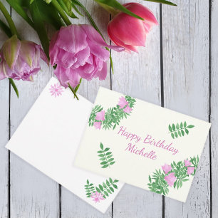 Invitation Flower wreath félicitations pour Joyeux anniversai