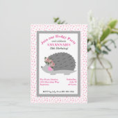 Invitation Flower Wreath Hérisson Anniversaire Fête Invitatio (Debout devant)