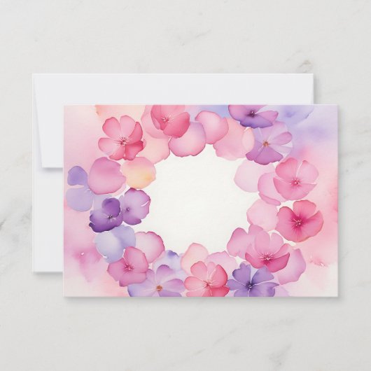 Invitation Flower Wreath Pink and Purple Floral Frame Design (Devant)