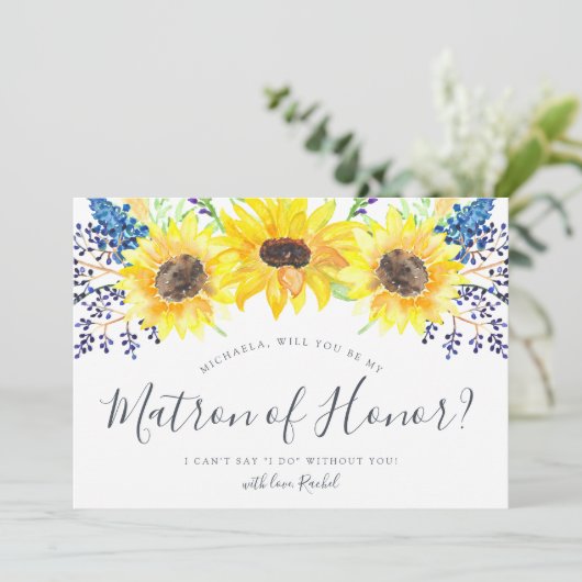 Invitation Flowerfields Be My Matron of Honor Card (Debout devant)