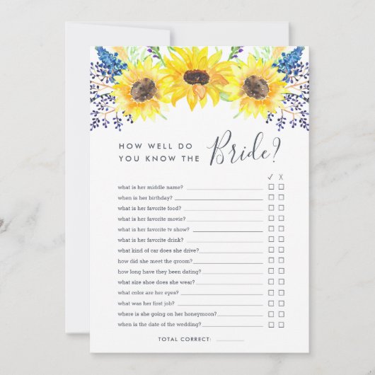 Invitation Flowerfields Jeu de Fête des mariées double face (Devant)