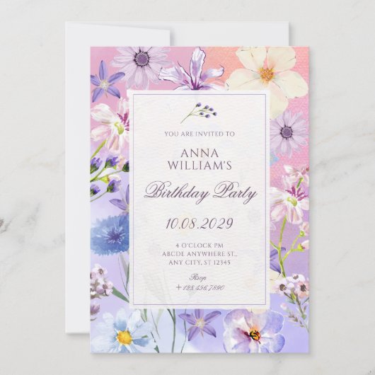Invitation Flowers birthday (Devant)