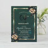 Invitation Flowers Gold Frame Green Wine Glass 60th (Debout devant)