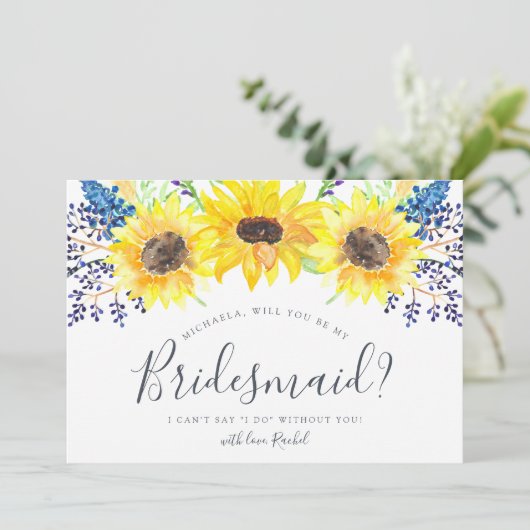 Invitation Flowfields Be My Bridesmaid Card (Debout devant)