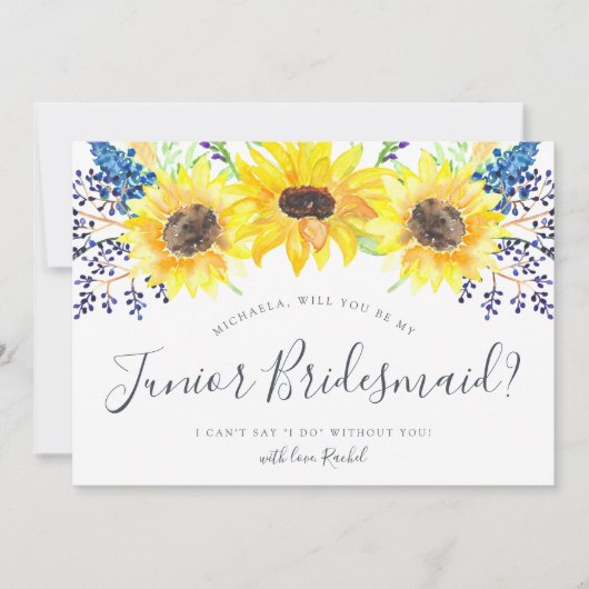 Invitation Flowfields Be My Junior Bridesmaid Card (Devant)