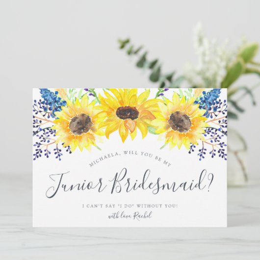 Invitation Flowfields Be My Junior Bridesmaid Card (Debout devant)