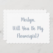 Invitation Flowgirl Nom personnalisé Dusty Blue Script Mariag (Devant / Derrière)