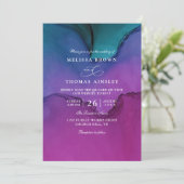 Invitation Flowing Luxury Ink Elegant Modern QR Code Wedding (Debout devant)