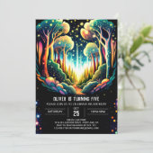 Invitation Fluciole Jaune Forêt Anniversaire (Debout devant)