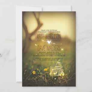Invitation Flucioles Mason Jar Jardin Rustique
