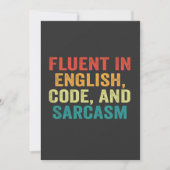 Invitation Fluent in English Code et Sarcasm Funny Coding (Devant)