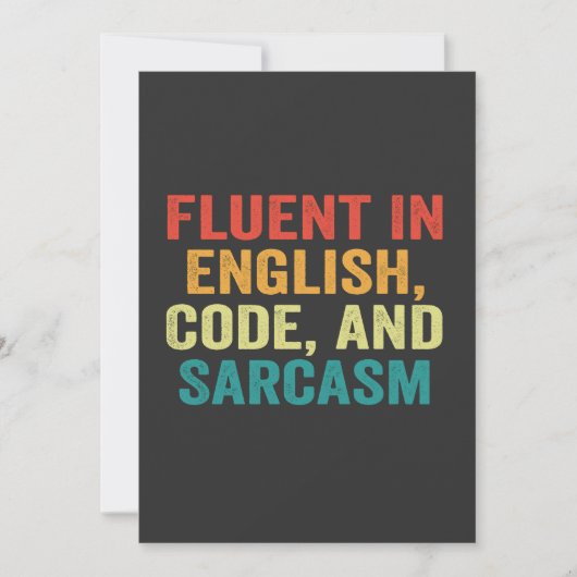 Invitation Fluent in English Code et Sarcasm Funny Coding (Devant)