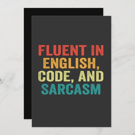 Invitation Fluent in English Code et Sarcasm Funny Coding (Devant / Derrière)