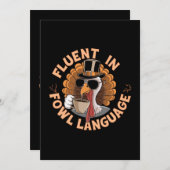 Invitation Fluent in Fowl Language Drôle Design pour poulet (Devant / Derrière)