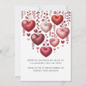 Invitation Fluffy Red Floral Heart Baby Shower (Dos)