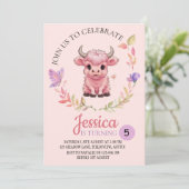 Invitation Fluffy Rose Highlands Scottish Cow (Debout devant)