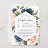 Invitation Flush et Navy Flowers | Confirmation blanche (Devant)