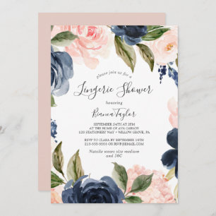 Invitation Flush et Navy Flowers   Douche Lingerie Blanche