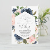 Invitation Flush et Navy Flowers | Mariage blanc (Debout devant)