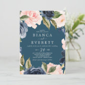 Invitation Flush et Navy Flowers | Mariage Décontracté bleu (Debout devant)
