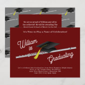 Invitation Flute Musician Graduician Music (Devant / Derrière)