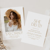 Invitation Flûte Or Moderne Elle L'A Fait Photo Arch Graduati